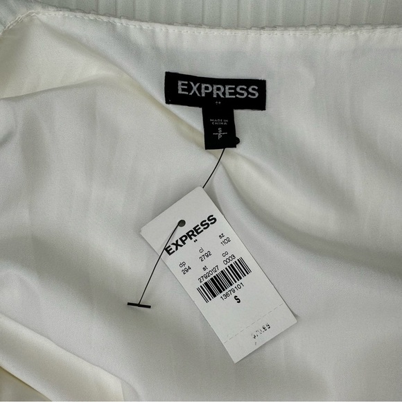 Express Off White Pleated Midi Dress with Crochet Trim Small NWT - Picture 9 of 12